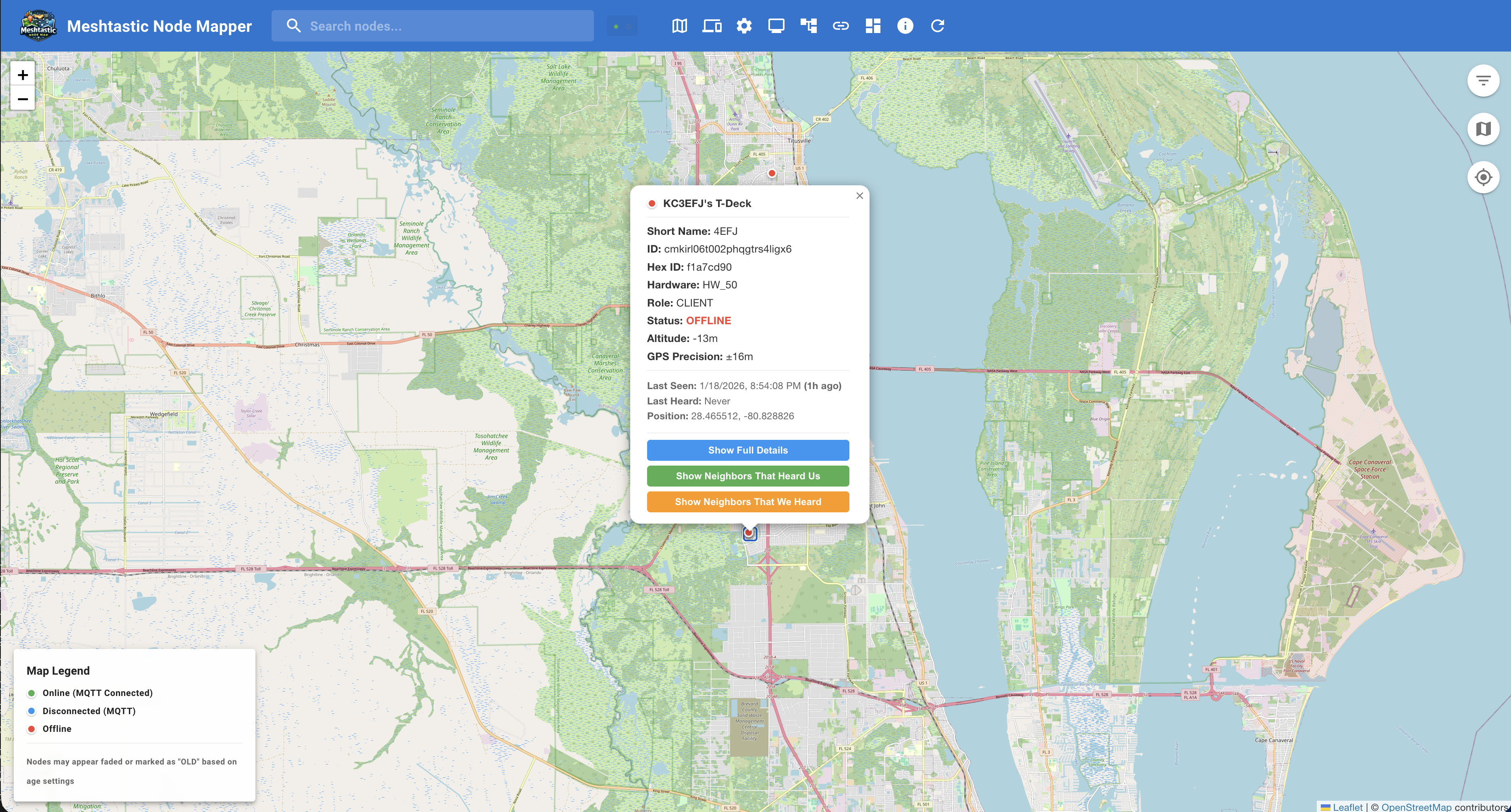 Detailed node information panel